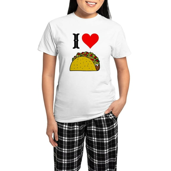 CafePress - I Heart Taco Women's Light Pajamas - Women's Short Sleeve Print T-Shirt and Pants Light Cotton Pajama Set
