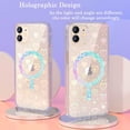 thumbnail image 3 of for iPhone 12 Case Compatible MagSafe, iPhone 12 Pro Case, Clear Glitter Cute Laser Holographic Rainbow Love Heart Pattern for Women Girls, Hard PC Protective Phone Cover,Magnetic Star, 3 of 11