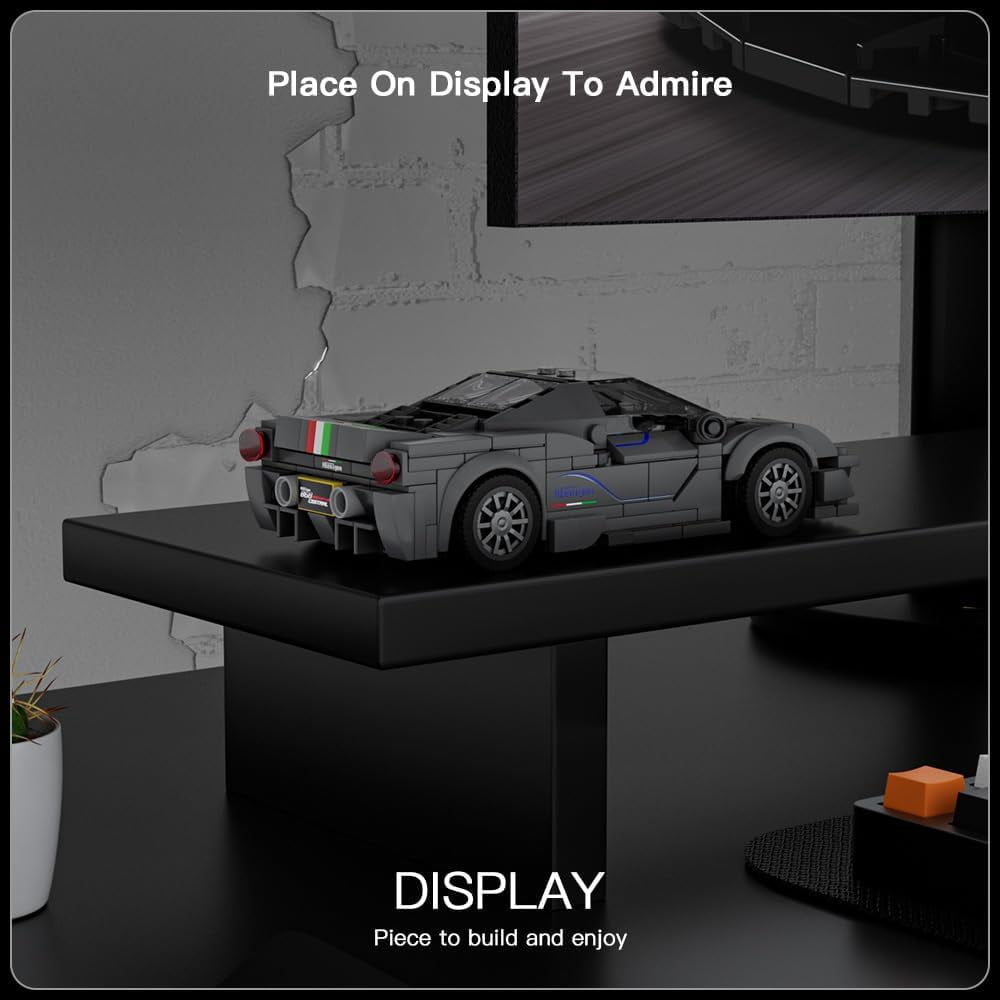 Car Building Toys with Acrylic Display Case, Model Race Car Toy Building Blocks Kit, Collectible Racing Vehicle Set for  Adults, 358 Pieces