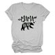 thumbnail image 1 of Blusa de manga corta estampada con cuello redondo, ajuste informal, camiseta elegante de moda para mujer para exteriores, gris claro (fuente negra) XXL, 1 of 4