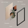 thumbnail image 5 of PixonSign Framed Canvas Print Wall Art Set - Mid-Century Polygons & Plants Abstract Geometric Art - Set of 3 Modern Art Pop Print Illustrations Minimalism Wall Décor - 12"x16"x3 Panels Black, 5 of 5