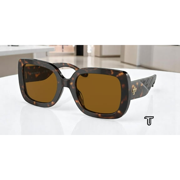 TORY BURCH TY7179U 172883 Dk Tort Solid Brown Polarized 54 Women's Sunglasses