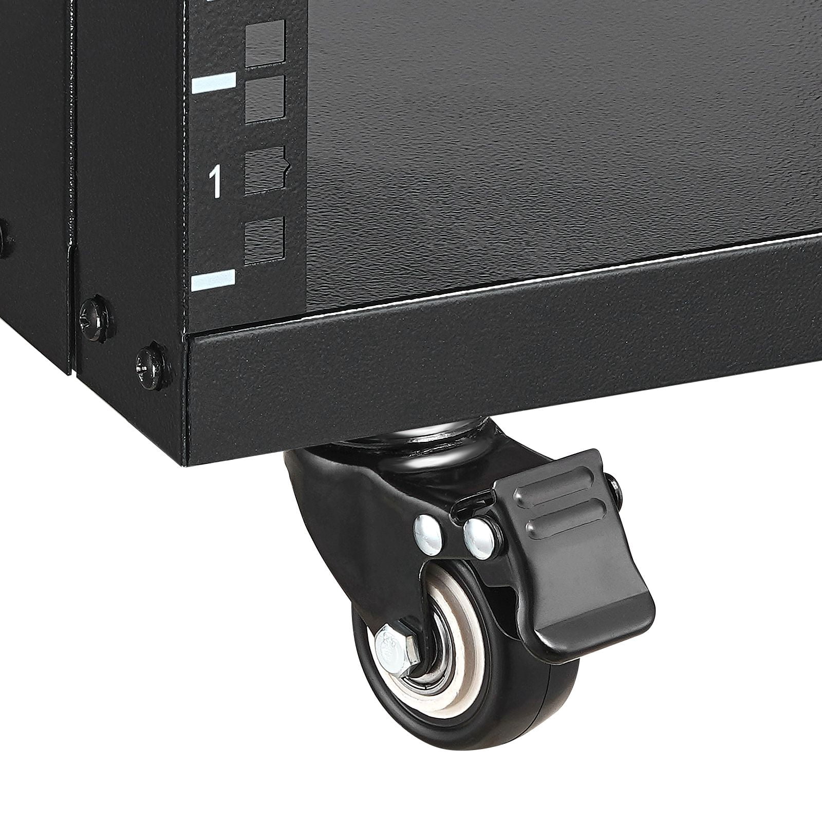 12U AV Rack Stand, 300 lbs Capacity, Network Stereo Recording Studio Rack with Lockable Caster Wheels Round & Square Holes, Special Vents for 19" Audio Video Musical & IT Equipment Mounting
