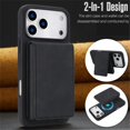 thumbnail image 3 of Leather For iPhone 17 Pro Case With  2-in-1 Pop-up Card Holder, Wallet Case For Women Men With RFID Blocking, Durable Leather Kickstand Magnetic Clasp Shockproof Phone Case,Black,For iPhone 17 Pro, 3 of 8