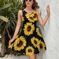 thumbnail image 3 of Sunflower Black Background Sleeveless Dress Women Summer Evening Dresses Ladies Sundress, 3 of 7