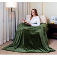thumbnail image 5 of Brooklyn Jax Solid Plush Fleece Queen Blanket, Olive Green color, 5 of 6