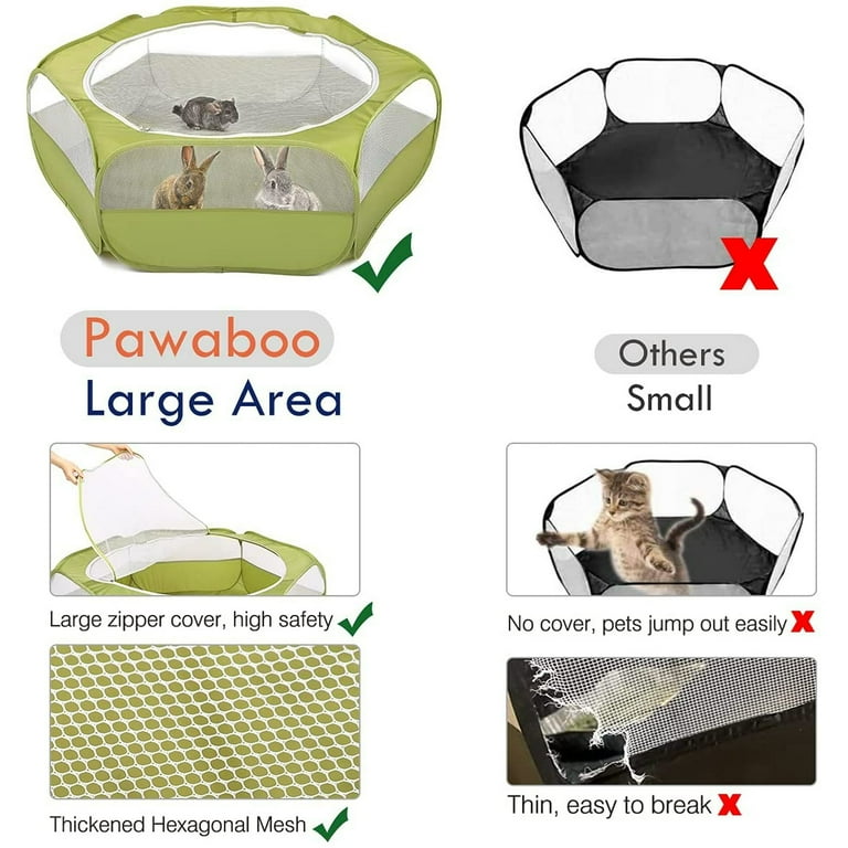 Pawaboo Small Animals Playpen with Zippered Cover, Green photo 3