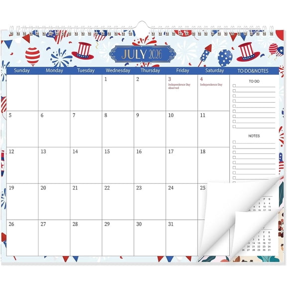 OuMuaMua Wall Calendar 2026-2027, 18-Months (Jul 2026-Dec 2027) 14" x 11.5", Twin-Wire Binding Desk Calendar with To-Do List & Notes, Plant Design for Office Home School Planning