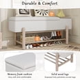thumbnail image 3 of GZXS Upholstered Bench with Padded Seat, Hidden Storage, Open Shelf and Solid Rubberwood Legs, for Entrance, Hallway, Bedroom, Living Room, 47.24-Inches, Natural, 3 of 10