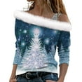 thumbnail image 2 of Qertyioot Femmes Hiver Christmas Impression Sweat-Shirt, Manches Longues Casual Col Rond Pull Tops de Mode, 2 of 5