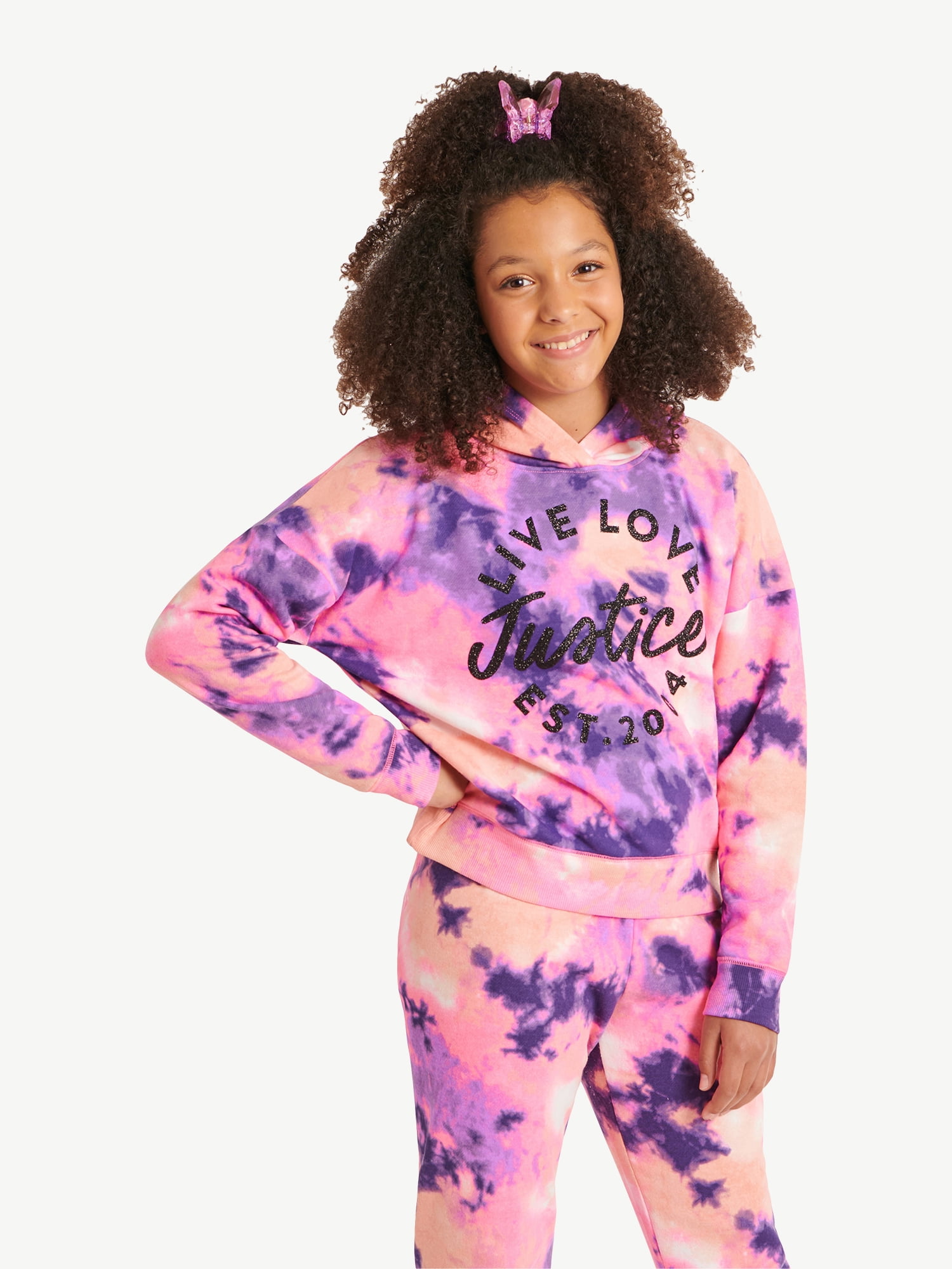 Justice Girls Everyday Faves Fleece Hoodie Sweatshirt, Sizes 5-18 & Plus