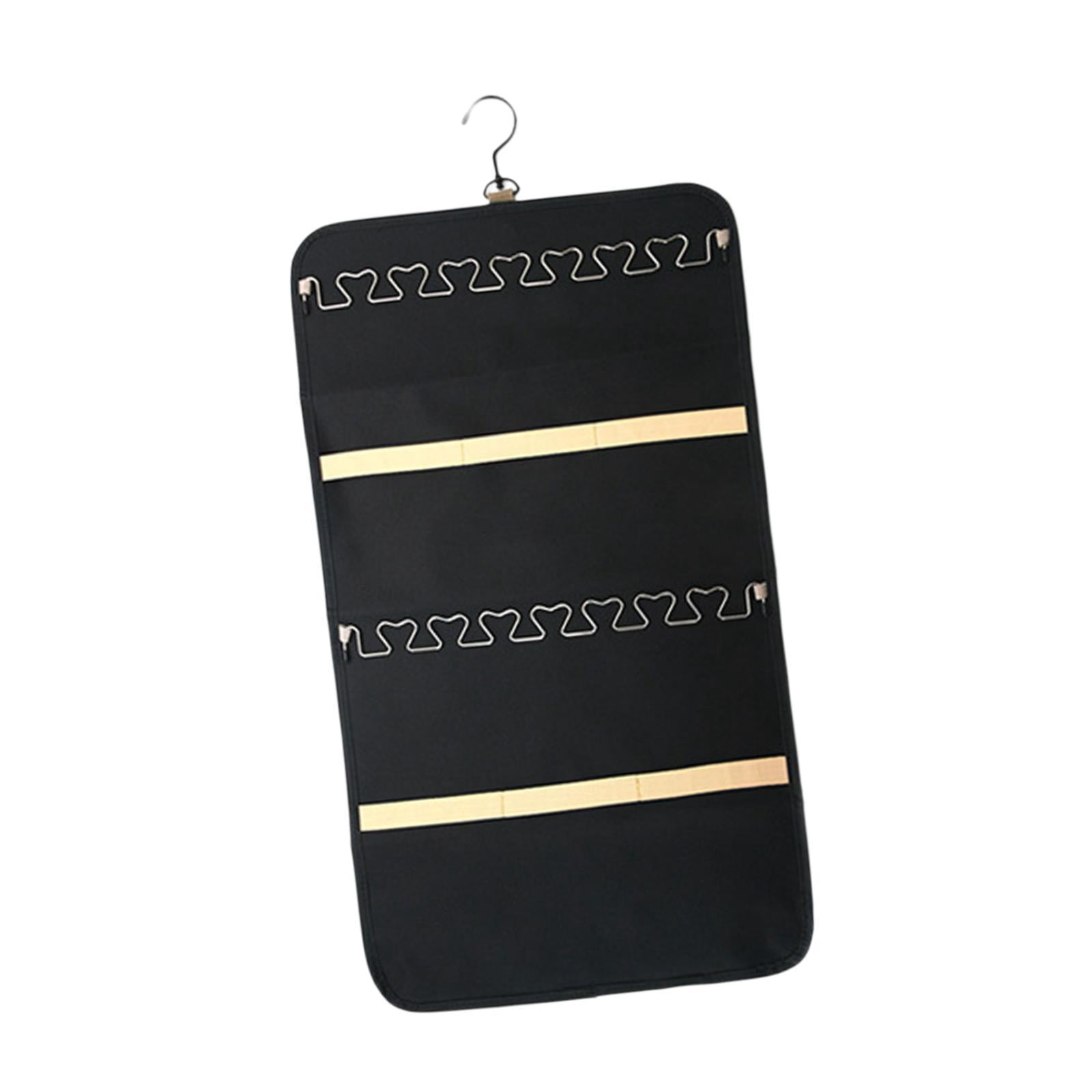 FVDPWYE Double Sided Hanging Jewelry Organizer Jewelry Roll for Earrings Rings Wall Door Black