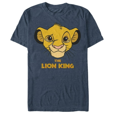 Men's Lion King Simba Logo Graphic Tee Navy Blue Heather Medium