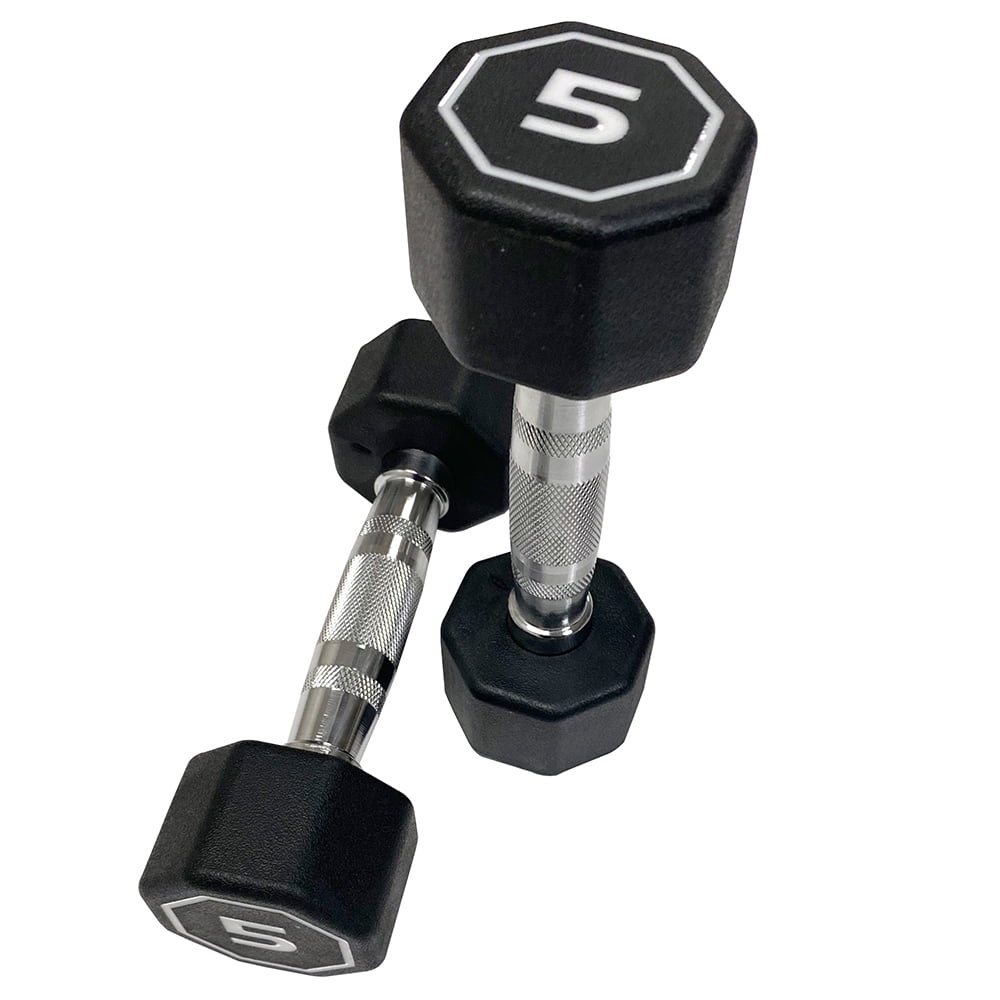 Premium Octagonal Dumbbell, Large Numbers, Hard Chrome Plated Handle Dumbbells to Assist with Push-Ups, 5 lbs set of 2