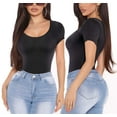 thumbnail image 3 of Irisnaya Shapewear Bodysuit for Women Butt Lifter Tummy Control Panties Shapewear T-Shirt Thong Shaping Tank Top Round Neck Jumpsuits Short Sleeve Blouse Tops(Black 3X-Large), 3 of 8