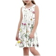 thumbnail image 7 of AUNVITO Girls Allover Print Round Neck Sleeveless Dress with Pockets Casual Summer Fashion, 7 of 7