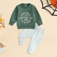 thumbnail image 2 of FYEGRE Toddler Boys Festive Winter Long Sleeve Letter Print Top and Pant Two-Piece Clothing Set for Holiday Season Green 18-24 Months, 2 of 4