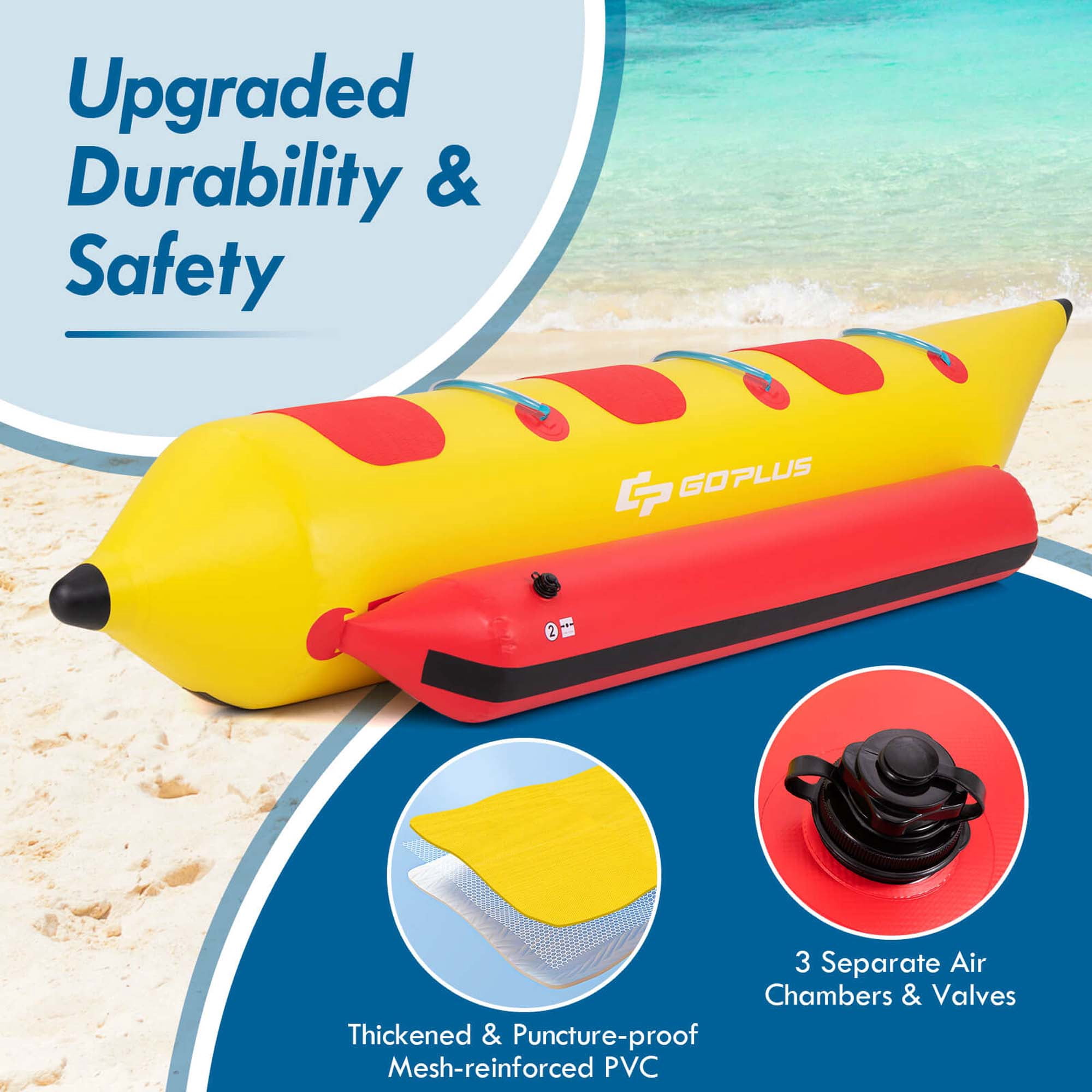 Goplus 3-Person Inflatable Raft with Boating and Water Sports Electric Air Pump