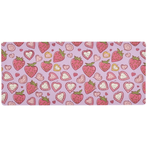 JSTEL Strawberry Hearts Large Gaming Mouse Pad Big Mousepad Mice Keyboard Mat with Non-Slip Rubber Base for Computer Laptop Home & Office, 31.5 X 11.8 inch