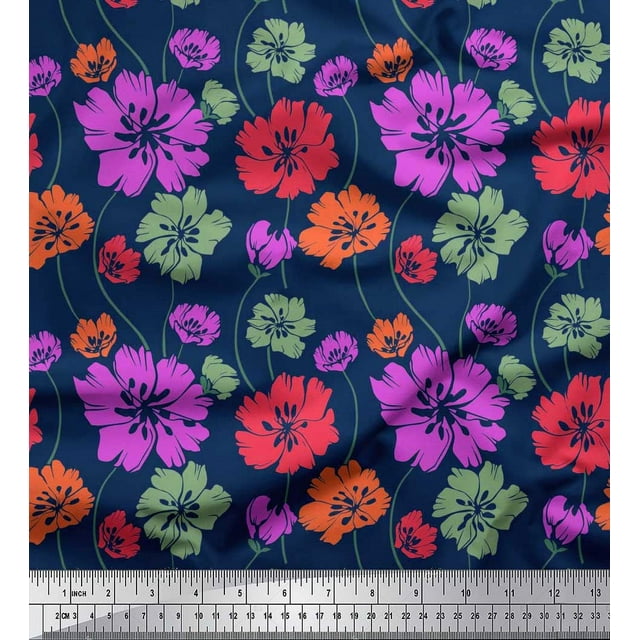 Soimoi Rayon Fabric Artistic Floral Decor Fabric Printed Yard 42 Inch Wide