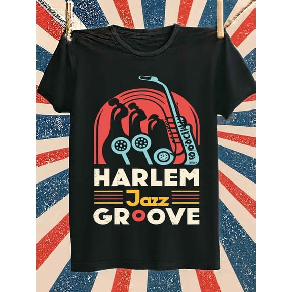 Greenink Harlem Jazz Groove T-Shirt men t-shirts black 2026 limited edition Stylish summer outerwear Trendy Unisex Shirt Short Sleeve tshirts