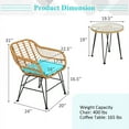 thumbnail image 5 of Canddidliike 3 Pieces Rattan Furniture Set, Outdoor Patio Furniture Set with Cushioned Chair Table-Turquoise, 5 of 7