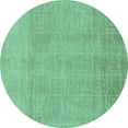 thumbnail image 1 of Ahgly Company Machine Washable Indoor Round Abstract Turquoise Blue Modern Area Rugs, 3' Round, 1 of 4