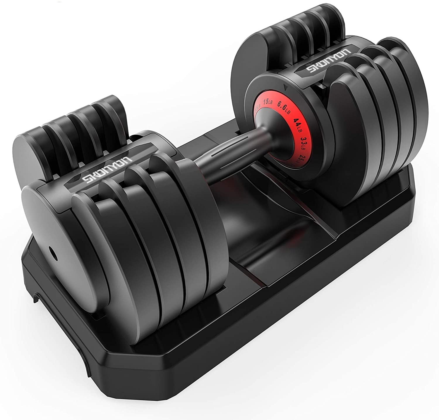 SKONYON 44 Lb. Adjustable Dumbbell Fitness Dial Dumbbell with Handle