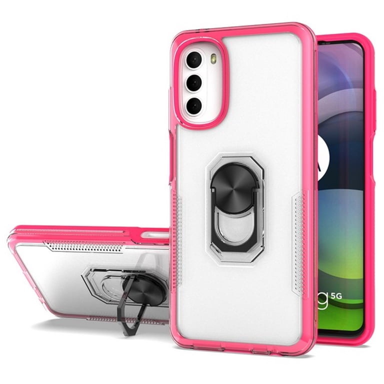 For Apple iPhone 14 Plus 6.7" Transparent Hybrid PC Magnetic Ring Stand  (works with Car Mount) Detachable Frame Phone Case Cover by Xpression -  Clear + Magenta - Walmart.com