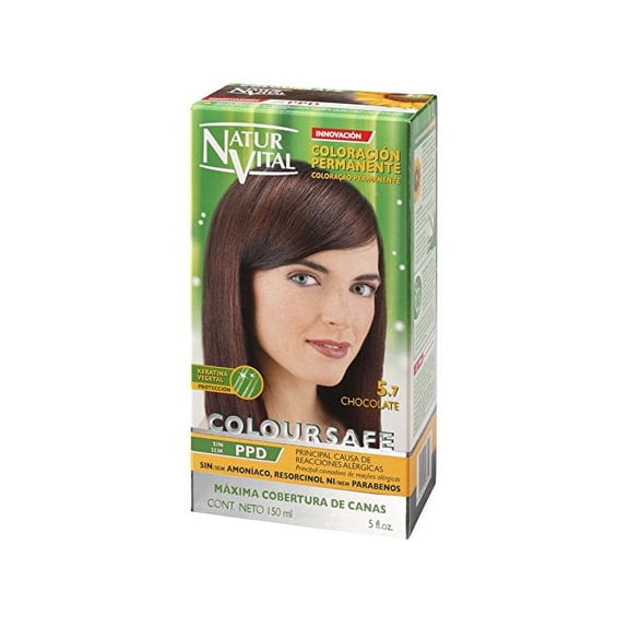 Natur Vital Permanent Hair Dye, Permanent Hair Color. Coloursafe, No Ammonia,PPD, Resorcinol or Parabens (~5.7 Chocolate)