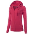 thumbnail image 2 of A2Y Women's Casual Fitted Lightweight Pocket Zip Up Hoodie Hot Pink XL, 2 of 3