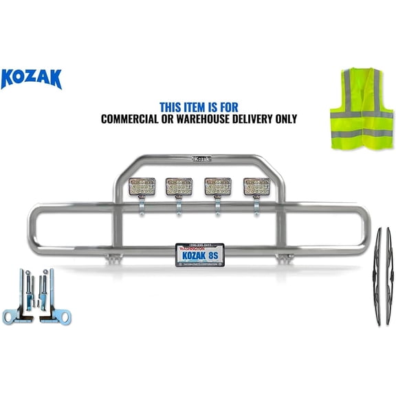 Kozak Front Grille Deer Moose Brush Bumper Guard Chrome Compatible with Peterbilt 579 2022  NO Fog