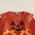 thumbnail image 6 of Weebloom Halloween Baby Boys Girls Pajamas Corduroy Pumpkin Print Long Sleeve Bodysuit With Ribbon Bow Snap Closure Soft One Piece Pjs Loungewear Sleepers Romper Onesie Red 6-12 Months, 6 of 7