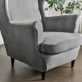 thumbnail image 4 of CJC Wingback Chair Covers 2-Piece Stretch Wing Chair Sofa Slipcover Velvet Armchair Covers Furniture Protector, 10 Colors, 4 of 9
