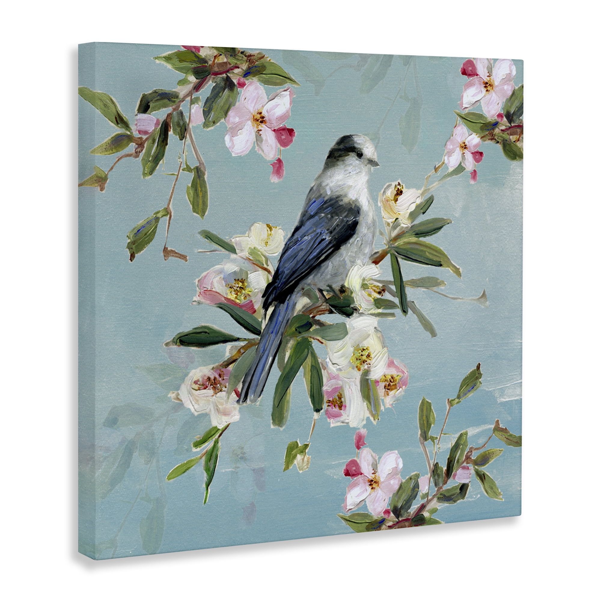 Stupell Industries Pastel Songbird Among Blossoms Canvas Wall Art, design by Sally Swatland