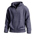 thumbnail image 2 of Hsovts Mens Waffle Knit Full Zip Hoodies Loose Pocket Drawstring Jacket Winter Warm Outdoor Casual Hoodie Navy M, 2 of 7
