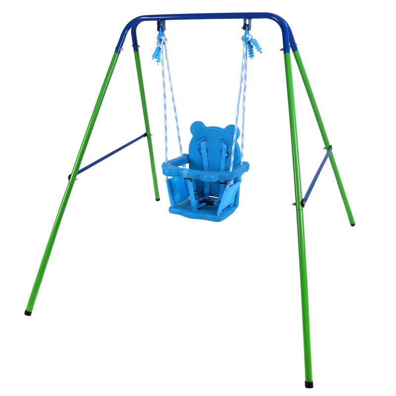 Folding Toddler Swing Set, Heavy Duty Outdoor Indoor Swing with Safety