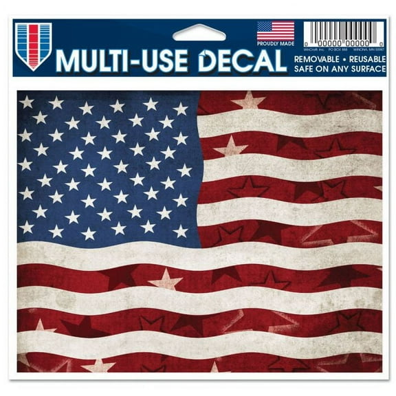 USA Flag Decal - American Flag Decal - Patriotic Multi-Use Decal -Clear Bckrgd 5" x 6"