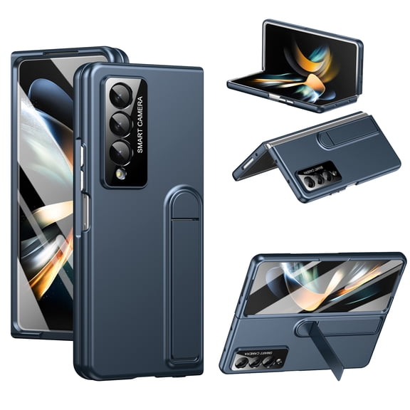 Corliven for Samsung Galaxy Z Fold 3 Case with Built-In Screen Protector, Hard PC Shock Protection and Camera Lens Protection, Blue