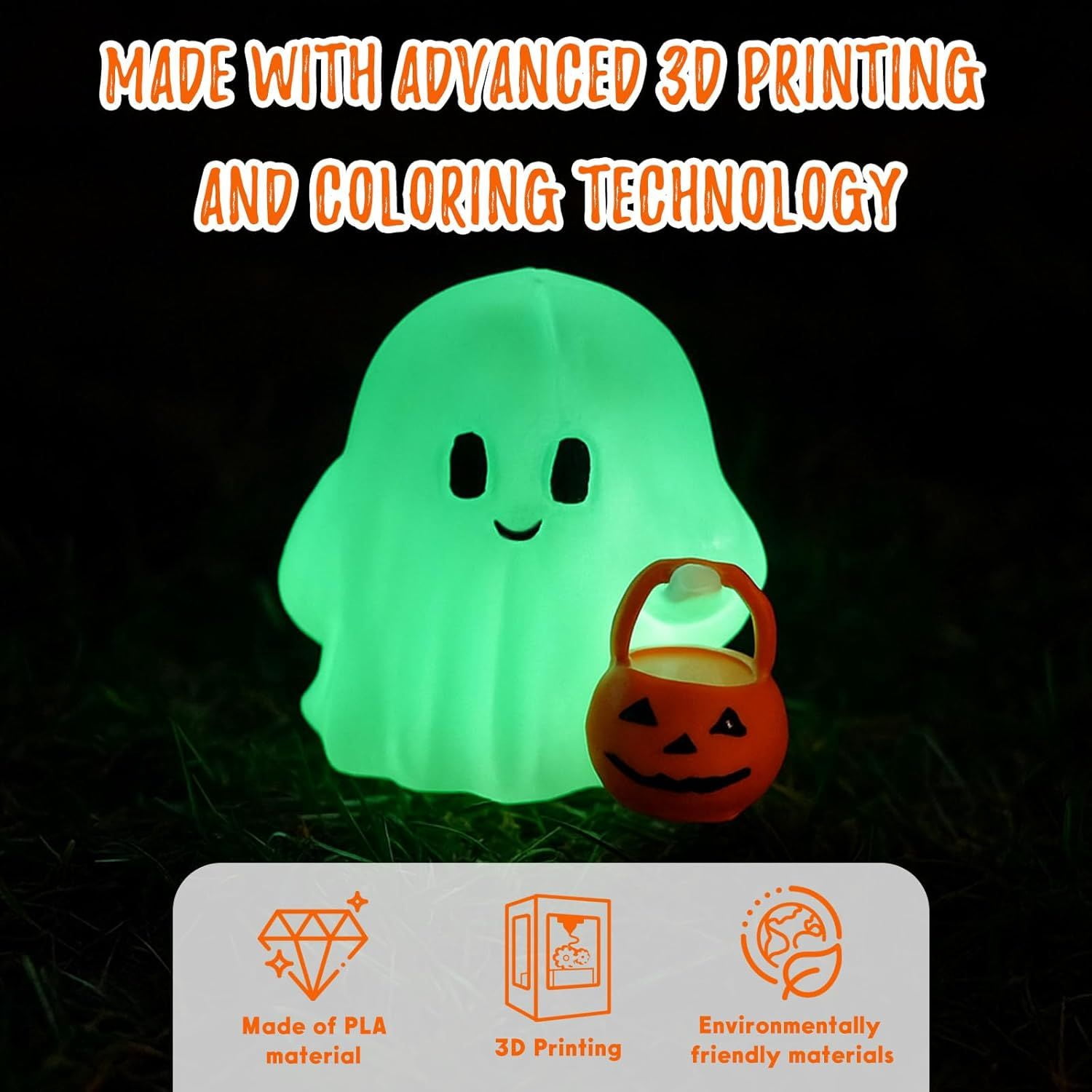 Glow-in-the-Dark Mini Ghost Figurine for Halloween Desk and Shelf Decor