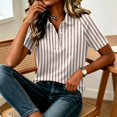 thumbnail image 5 of Garbnen Striped Women's Polo Shirts Raglan Collared Henley Women Short Sleeve Tops Color Block Casual Dressy Work Women's Golf Shirt M, 5 of 7