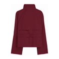 thumbnail image 4 of Women'S Trench Double Breasted Short Jacket High Collar Fall Winter Coats Trendy Outfit with Belt Wine Red S, 4 of 9