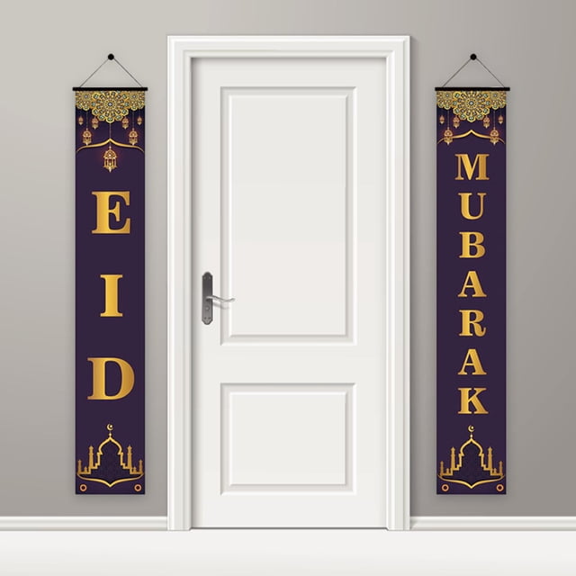 Cartel de Ramadan Mubarak Porch, pancarta musulmana de Ramadan para de Eid Mubarak, pancarta colgante islámica para decoraciones de Ramadan B perfecl Banners de decoraciones de porche