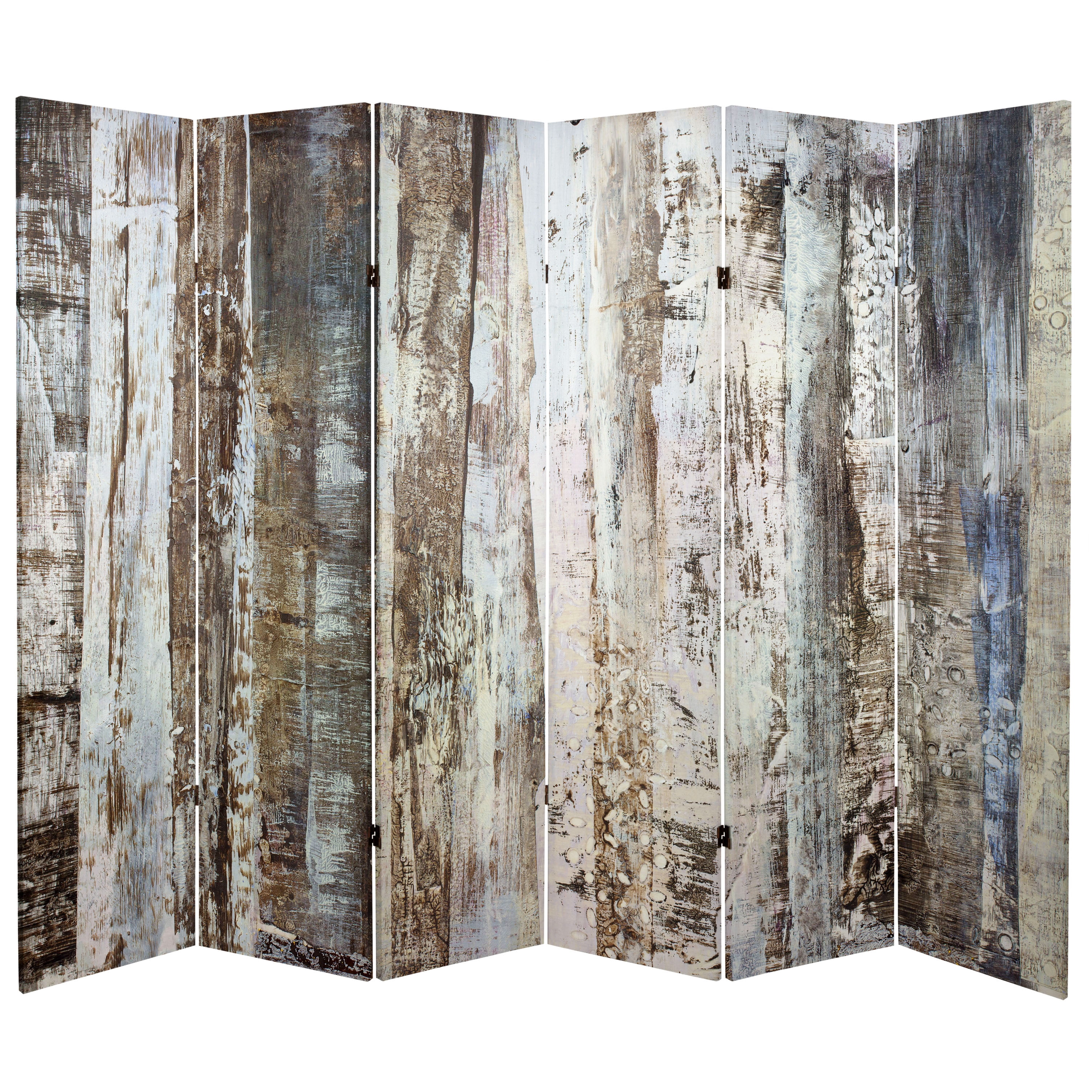 Oriental Furniture 6 Ft tall Double Sided Winter Woods Canvas Room
