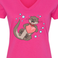 thumbnail image 4 of Inktastic Cute Smiling Valentine's Day Otter with Heart Women's V-Neck T-Shirt, 4 of 5