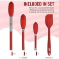 thumbnail image 2 of Kaluns Silicone Tongs Utensils for Cooking with Spatula - 4 Pcs Kitchen Tongs & Tong Set, Heat Resistant Non-Slip Serving Utensils - Red, 2 of 7