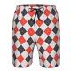 thumbnail image 3 of Balery Red and black argyle Traje de Baño Estilo Hawaiano para Hombre, Shorts de Secado Rápido con Bolsillos-Large, 3 of 6