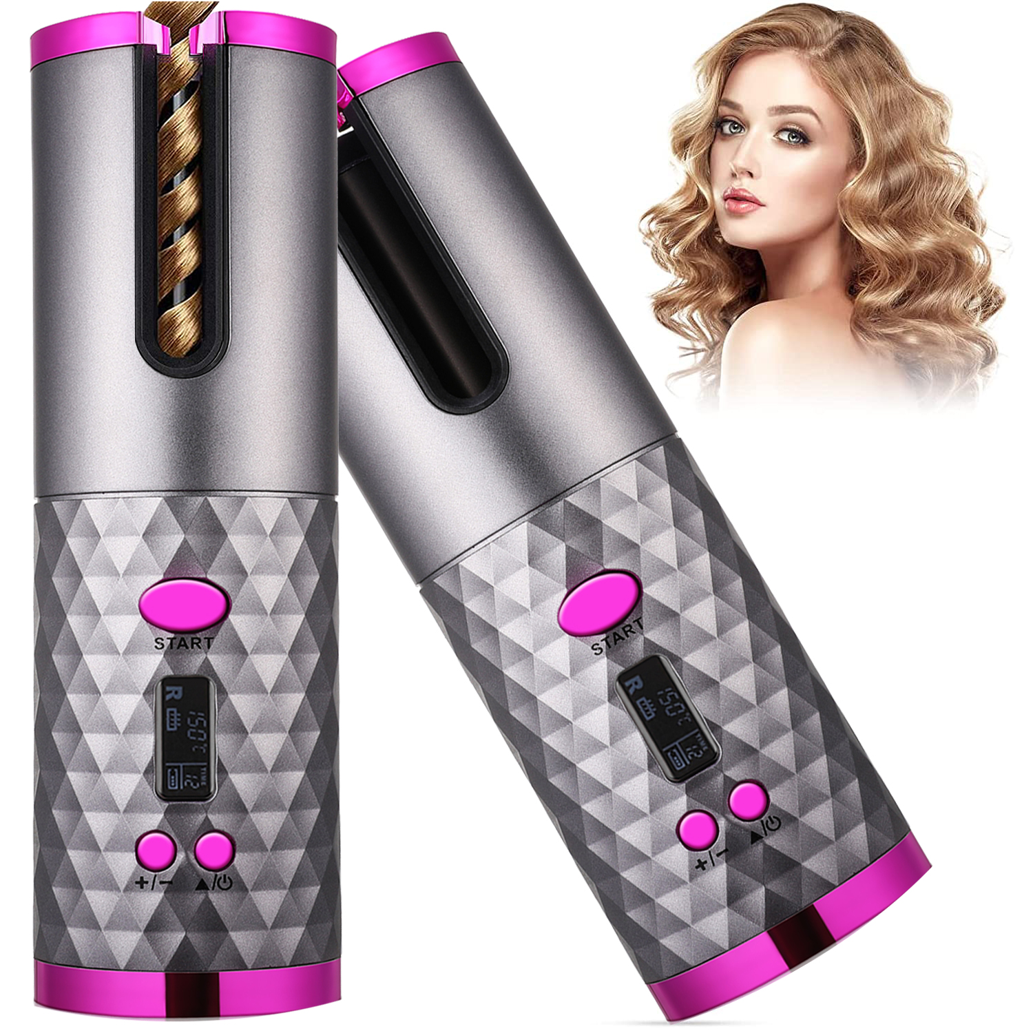 CORDLESS automatic curler. Cordless Automatic Rotating Hair Curler Waver Curling Iron  main image 4