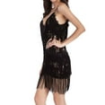 thumbnail image 3 of Uppada Robe de Soirée pour Femmes à Paillettes avec Franges et Pampilles, Robe Charleston Courte Sans Manches à Col en V à Bretelles Spaghetti, Robe de Soirée, Robe de Danse, Robe de Bal, Robe de Cocktail Déguisement jusqu'à 65 % de Rabais, 3 of 7