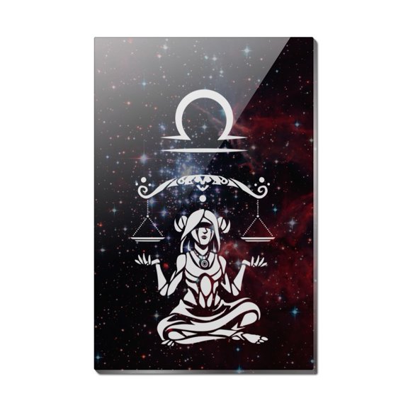 Libra Scales Zodiac Sign Horoscope in Space Rectangle Acrylic Fridge Refrigerator Magnet